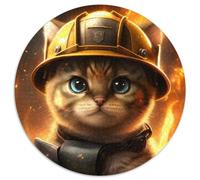 Rompecabezas de 1000 Piezas para Adultos, diseño de Gato Bombero, Rompecabezas Redondos de 1000 Piezas para Adolescentes y familias, Ideal para Decorar y estimular el Cerebro, 67,5 x 67,5 cm.
