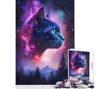 Rompecabezas de 1000 Piezas para Adultos diseño de Gato Celestial cósmico Bosque Juguete para decoración de Pared Ideas de Regalo Juegos de relajación Mejora del Amor en Pareja tamaño 38x52cm
