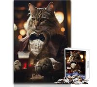 Rompecabezas de 1000 Piezas para Adultos, diseño de Gato cervecero Elegante, Ideal para días de Ocio, Juguete de Corte Ajustado y confiable, tamaño 38x52cm