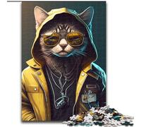 Rompecabezas de 1000 Piezas para Adultos, diseño de Gato ciberpunk, Rompecabezas imposibles para Adolescentes, Juegos desafiantes (tamaño 26x38cm)