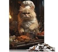 Rompecabezas de 1000 Piezas para Adultos, diseño de Gato cocinando, Rompecabezas rectangulares creativos, Juego de descompresión, 1000 Piezas (38 x 26 cm)