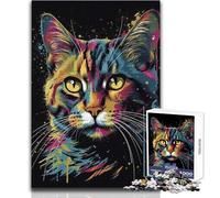 Rompecabezas de 1000 Piezas para Adultos, diseño de Gato Colorido con Gotas, Mayores de 14 años (tamaño 38x52cm)