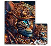 Rompecabezas de 1000 Piezas para Adultos, diseño de Gato con Casco, decoración del hogar, Rompecabezas para Adultos, 50x75cm/19,68x29,52 Pulgadas