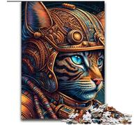 Rompecabezas de 1000 Piezas para Adultos, diseño de Gato con Casco, tamaño 26x38cm, Ideal para Adolescentes, para fomentar la unión Familiar, como Rompecabezas y como Regalo de decoración del hogar.