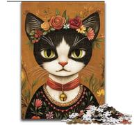 Rompecabezas de 1000 Piezas para Adultos, diseño de Gato con Frida Kahlo, de Madera, 50x75cm, Ideal para Relajarse, decoración del hogar