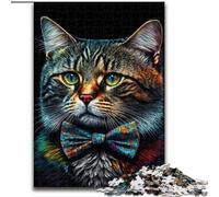 Rompecabezas de 1000 Piezas para Adultos, diseño de Gato con Lazo, de Madera Un Regalo Ideal para la diversión Familiar, de 50x75cm, para Fiestas, cumpleaños y Noches de Juegos en Familia