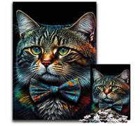 Rompecabezas de 1000 Piezas para Adultos, diseño de Gato con Lazo, Rompecabezas Imposible para Adolescentes y jóvenes, cumpleaños y Vacaciones, 26x38cm/10,23x14,96 Pulgadas.