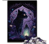 Rompecabezas de 1000 Piezas para Adultos, diseño de Gato con luz Negra, de Madera, tamaño 50x75cm, Ideal para Adolescentes.