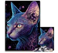 Rompecabezas de 1000 Piezas para Adultos, diseño de Gato con luz Negra, Ideal para Actividades Familiares, decoración del hogar, Regalo navideño 26x38cm/10,23x14,96 Pulgadas