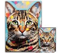 Rompecabezas de 1000 Piezas para Adultos, diseño de Gato de Bengala, de cartón, de Alta dificultad, para Adolescentes, 26x38cm/10,23x14,96 Pulgadas.