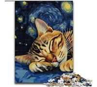 Rompecabezas de 1000 Piezas para Adultos,diseño de Gato de Bengala en el Cielo Nocturno. Rompecabezas de 1000 Piezas,desafiante para Adolescentes,Divertido para Toda la Familia,Regalo de decoración