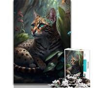 Rompecabezas de 1000 Piezas para Adultos diseño de Gato de Bengala en la Jungla Juguetes educativos Juegos Familiares Regalo de cumpleaños 26x38cm