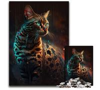 Rompecabezas de 1000 Piezas para Adultos, diseño de Gato de Bengala, Ideal como decoración artística o Regalo de cumpleaños, 50x75cm/19,68x29,52 Pulgadas.