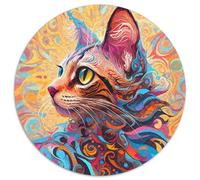 Rompecabezas de 1000 Piezas para Adultos, diseño de Gato de Bengala, Redondo, para diversión Familiar, Vacaciones, Noches de Juegos interactivos, 67,5 x 67,5 cm