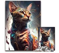 Rompecabezas de 1000 Piezas para Adultos, diseño de Gato de Bengala, Rompecabezas imposibles para Adolescentes y jóvenes, Regalo Ideal de cumpleaños y Vacaciones, 26x38cm/10,23x14,96 Pulgadas.