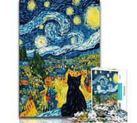 Rompecabezas de 1000 Piezas para Adultos, diseño de Gato del Cielo Nocturno de Night Sky, Ayuda a ejercitar el Cerebro, Juguetes adictivos para Cultivar la Paciencia, Regalo de cumpleaños, 75x50cm