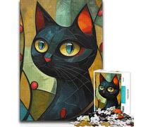 Rompecabezas de 1000 Piezas para Adultos, diseño de Gato en Colores cubistas, Juego Educativo Familiar, Ideas de Regalo educativas, 38x52cm (1000 Piezas)
