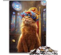 Rompecabezas de 1000 Piezas para Adultos, diseño de Gato en el Cielo Nocturno, Ideal para Decorar el hogar y Jugar con la Mente (tamaño 26x38cm)