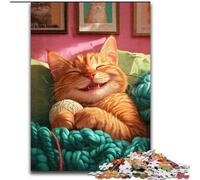 Rompecabezas de 1000 Piezas para Adultos, diseño de Gato en el sofá, de Madera, Ideal para cumpleaños, Vacaciones, Navidad, Halloween, tamaño 50x75cm