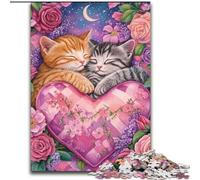 Rompecabezas de 1000 Piezas para Adultos,diseño de Gato Enamorado,de Madera Un Regalo Ideal para la Familia,tamaño 50x75cm,Ideal para decoración del hogar,Entrenamiento Mental y Regalos navideños