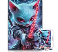 Rompecabezas de 1000 Piezas para Adultos, diseño de Gato esfinge, samurái, Guerrero, Animal, desafío difícil, Juego Familiar, Apto para Mayores de 14 años (tamaño 38x52cm)