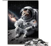 Rompecabezas de 1000 Piezas para Adultos,diseño de Gato Espacial y Astronauta,de Madera,Ideal para diversión Familiar,relajación y Regalos navideños,para Fiestas de cumpleaños para Hombres y Mujeres