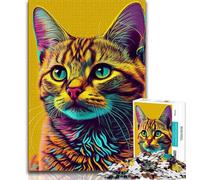 Rompecabezas de 1000 Piezas para Adultos, diseño de Gato, Estilo Pop Art, con Cara de Animal, Ideal para Juegos educativos, decoración del hogar y Escritorio (tamaño 75x50cm)