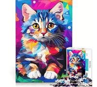Rompecabezas de 1000 Piezas para Adultos, diseño de Gato Estilo Pop Art, Ideal para Juegos Familiares, Carreras de Velocidad con Las Manos y decoración de Escritorio 50x75cm