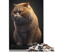 Rompecabezas de 1000 Piezas para Adultos, diseño de Gato Gordo Naranja, cumpleaños, 1000 Piezas (75 x 50 cm)