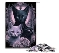 Rompecabezas de 1000 Piezas para Adultos diseño de Gato gótico cumpleaños Arte de Pared 75 x 50 cm