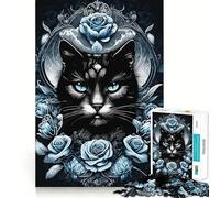 Rompecabezas de 1000 Piezas para Adultos,diseño de Gato gótico y Rockabilly,Juego de lógica de Ajuste, Juguete Divertido,Juego de Juego Libre,Regalo de cumpleaños (38x26cm)