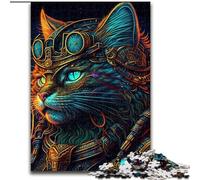 Rompecabezas de 1000 Piezas para Adultos, diseño de Gato Guerrero psicodélico, 1000 Piezas, desarrolla la coordinación Ojo-Mano, cumpleaños, 50x75cm.