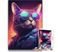 Rompecabezas de 1000 Piezas para Adultos, diseño de Gato, Ideal para Resolver Problemas creativos, un Regalo Memorable y conmovedor 38x26cm