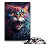 Rompecabezas de 1000 Piezas para Adultos diseño de Gato mágico Espacial psicodélico Colorido de Madera Juego Educativo Juguete de desafío (tamaño 75 x 50 cm)