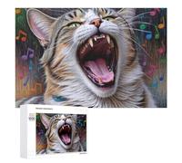 Rompecabezas de 1000 piezas para adultos, diseño de gato maullido, melodía, arte impreso, rompecabezas para adultos, juego para mejorar la memoria, cumpleaños y regalos únicos, 1000 piezas