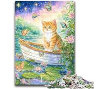 Rompecabezas de 1000 Piezas para Adultos, diseño de Gato navegante, Toda la Familia Apto para niños de 14 años (50x75cm)