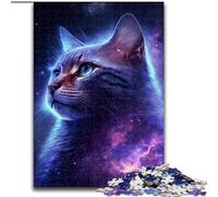Rompecabezas de 1000 Piezas para Adultos, diseño de Gato Nebulosa cósmica, de Madera, Ideal para decoración del hogar y Juego Interactivo Familiar (tamaño 26x38cm).