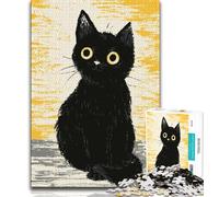 Rompecabezas de 1000 Piezas para Adultos, diseño de Gato Negro, Ayuda a ejercitar el Cerebro, Juguetes adictivos para Cultivar la Paciencia, colección de Artistas, Bellas Artes, 38x26cm