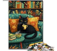 Rompecabezas de 1000 Piezas para Adultos, diseño de Gato Negro en el sofá, de Madera, Ideal para Adolescentes y jóvenes, cumpleaños y Vacaciones, tamaño 50x75cm