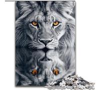 Rompecabezas de 1000 Piezas para Adultos, diseño de Gato Salvaje en Blanco y Negro, Ideal para una Noche de Juegos en Familia, 26x38cm