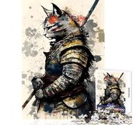 Rompecabezas de 1000 Piezas para Adultos diseño de Gato samurái decoración de Pared Ideal para Relajarse y Disfrutar de Juegos con Piezas de Formas Que se entrelazan