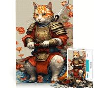 Rompecabezas de 1000 Piezas para Adultos,diseño de Gato samurái,decoración,Ejercicio Cerebral,Juguete para un Momento de diversión en el cumpleaños (38x26cm)