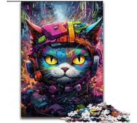 Rompecabezas de 1000 Piezas para Adultos, diseño de Gato tecnológico, de Madera, Ideal para cumpleaños y festividades 1000 Piezas(50x75cm)