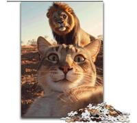 Rompecabezas de 1000 Piezas para Adultos, diseño de Gato y león, Ideal para selfis, Juego Interactivo Familiar, decoración del hogar, Regalo de desafío Mental, 26x38cm