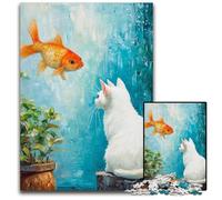 Rompecabezas de 1000 Piezas para Adultos, diseño de Gato y pez Dorado, de cartón, Juego Interactivo Familiar, Rompecabezas, Juguete Educativo, 26x38cm
