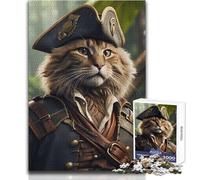 Rompecabezas de 1000 Piezas para Adultos, diseño de Gato y Piratas, Ideal para Relajarse y Disfrutar del Tiempo Libre, con Ajuste Estable y Corte preciso, tamaño 38x26cm