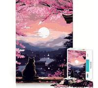 Rompecabezas de 1000 Piezas para Adultos, diseño de Gato Zen, Arte pixelado Ukiyoe, Corte preciso, Divertido Juego de ingenio, Ideal para el Tiempo Libre y como Actividad de cumpleaños (38x26cm)
