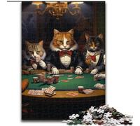 Rompecabezas de 1000 Piezas para Adultos, diseño de Gatos Jugando al póker, Ideal para Adolescentes y familias, Ideal para Decorar y estimular el Cerebro (tamaño: 50x75cm)