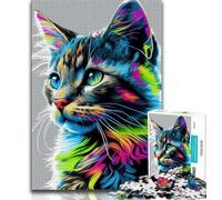 Rompecabezas de 1000 Piezas para Adultos diseño de Gatos Pop Art Ideal para Adolescentes con Piezas entrelazadas de Formas aleatorias 75x50cm