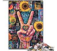 Rompecabezas de 1000 Piezas para Adultos, diseño de Girasol, con Gesto de Hola, de Madera, 50x75cm, Ideal para Decorar, para Adultos, Familia